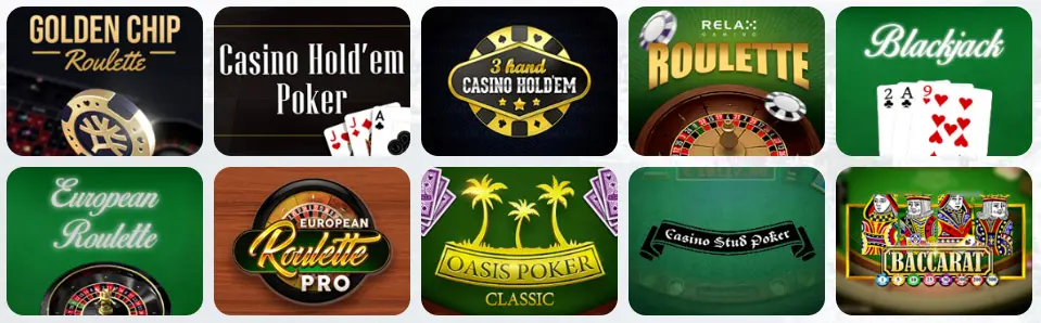 Jeux de table au 50 Crowns Casino
